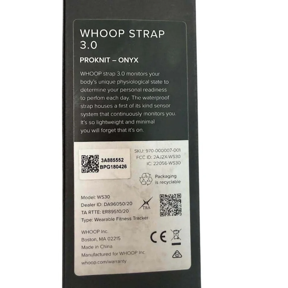 WHOOP Strap 3.0 Fitness Tracker Proknit Onyx Band Battery Pack USB Cable WS30